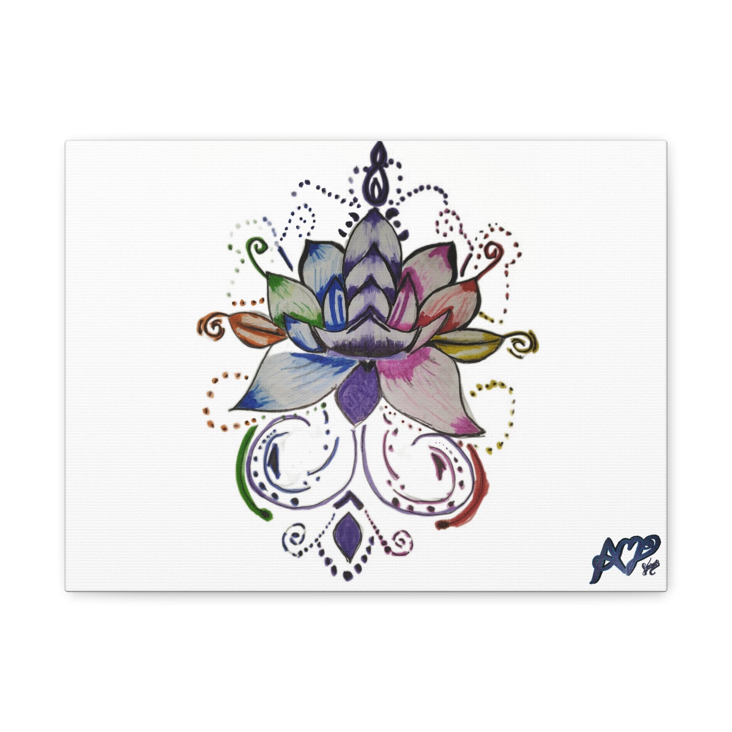 Canvas Gallery Wraps - Colorful Lotus Flower In Bloom Animation