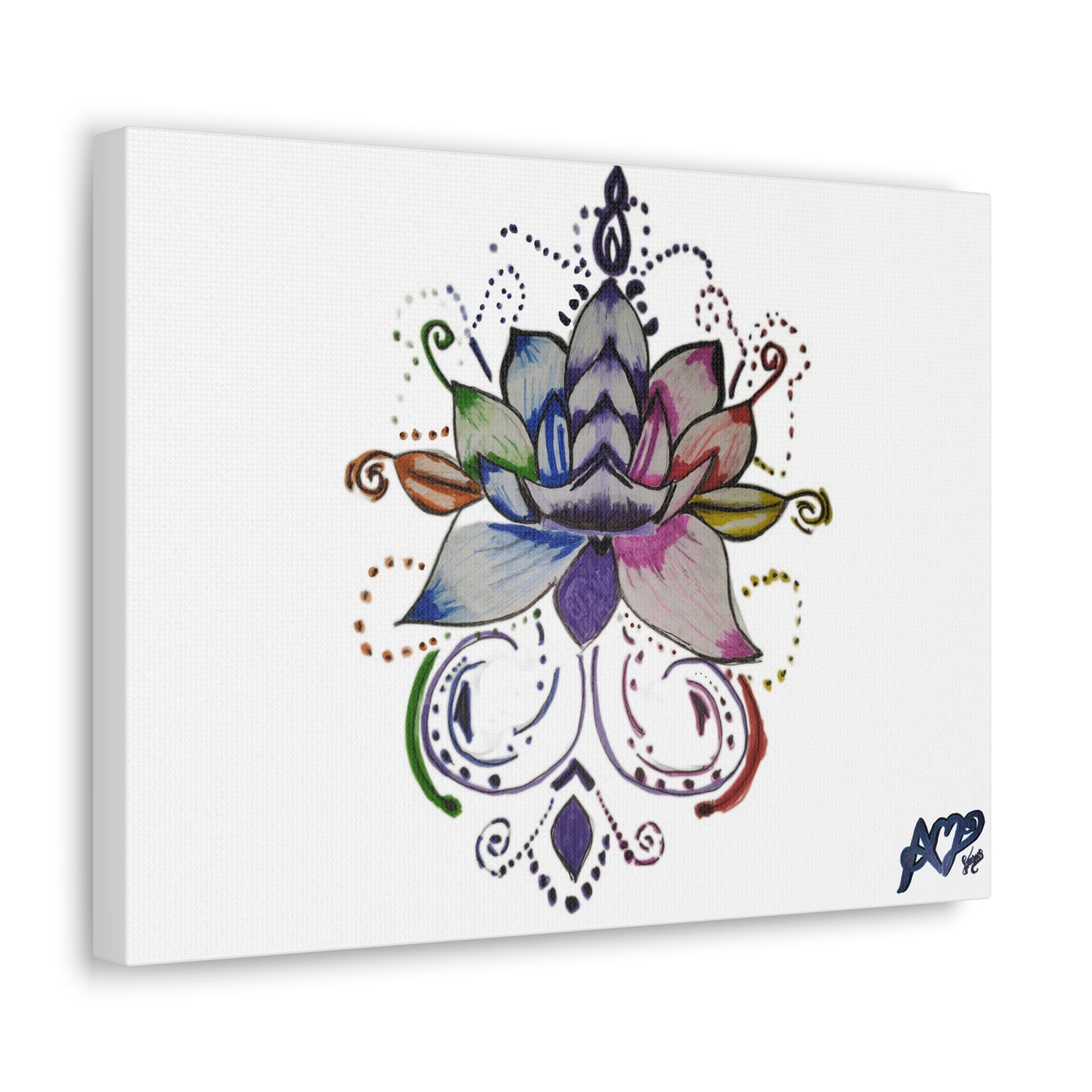 Canvas Gallery Wraps - Colorful Lotus Flower In Bloom Animation