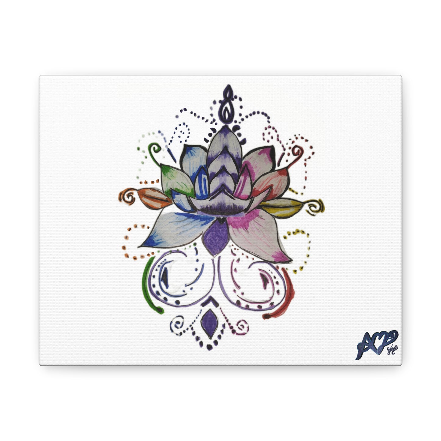 Canvas Gallery Wraps - Colorful Lotus Flower In Bloom Animation