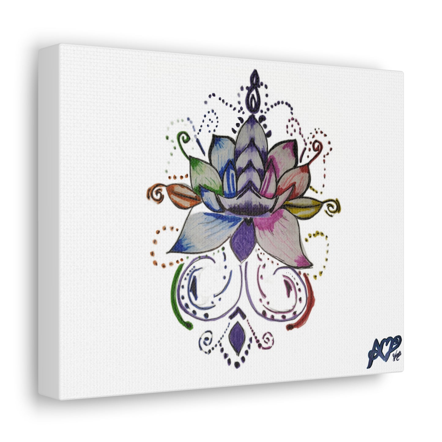 Canvas Gallery Wraps - Colorful Lotus Flower In Bloom Animation