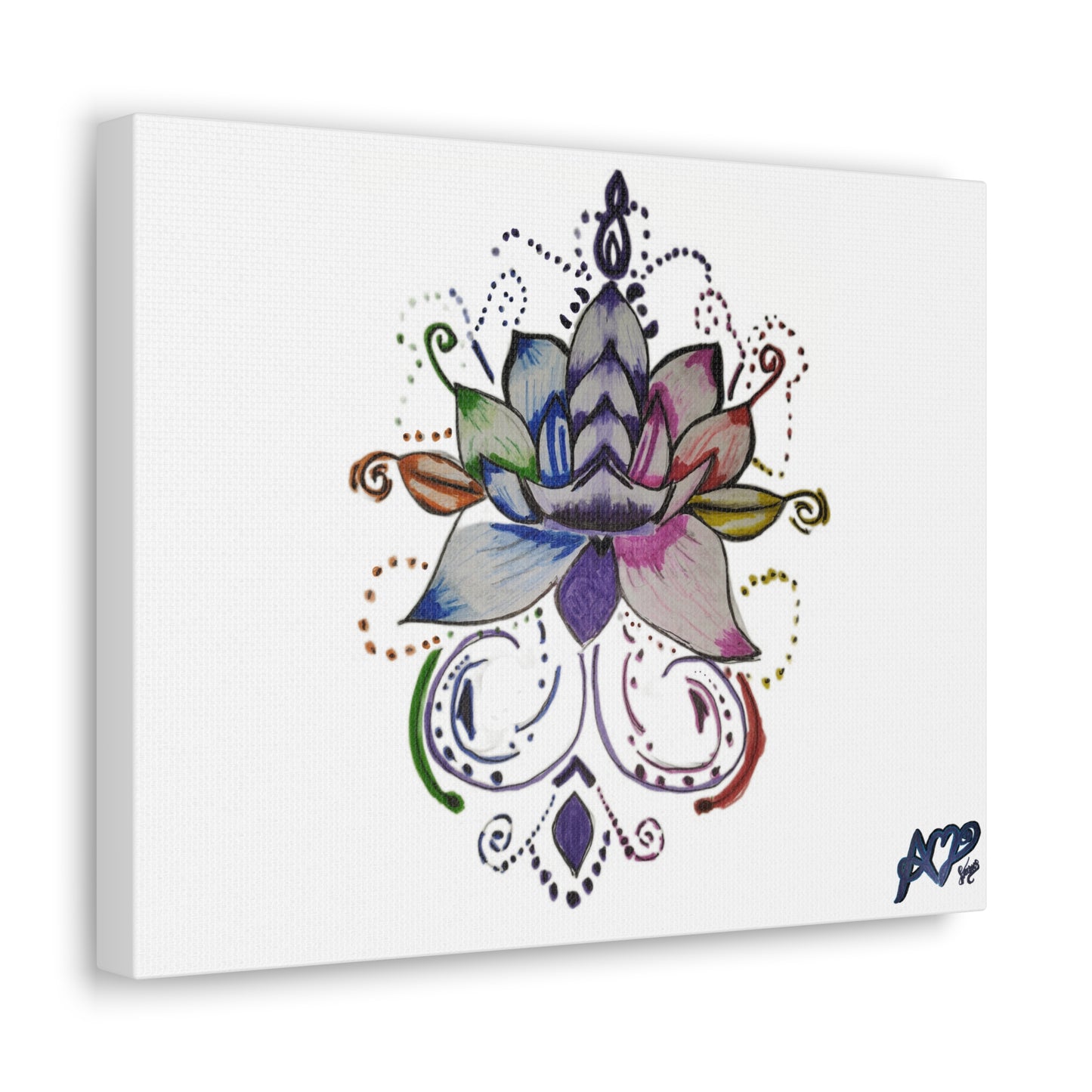 Canvas Gallery Wraps - Colorful Lotus Flower In Bloom Animation