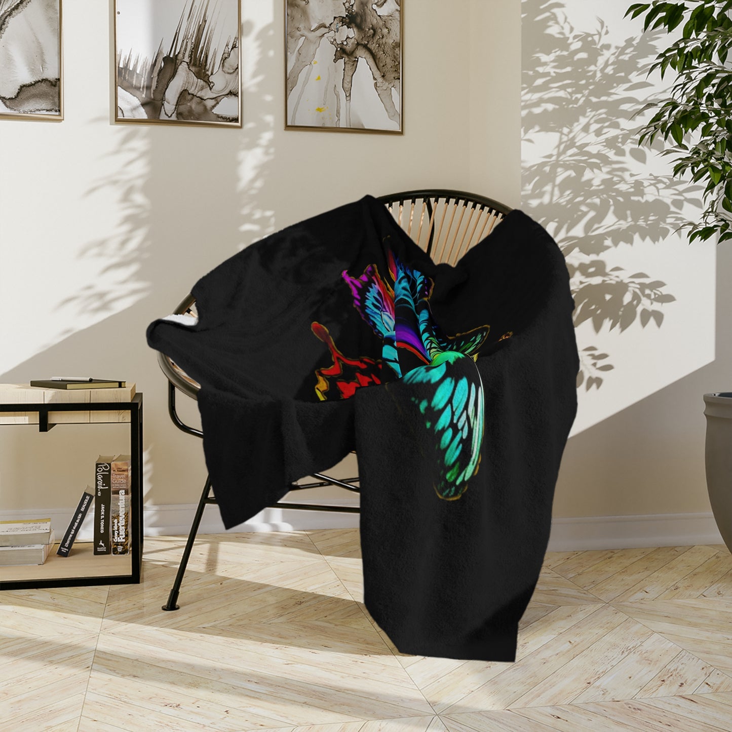 Velveteen Microfiber Blanket - Neon Bold Butterflies