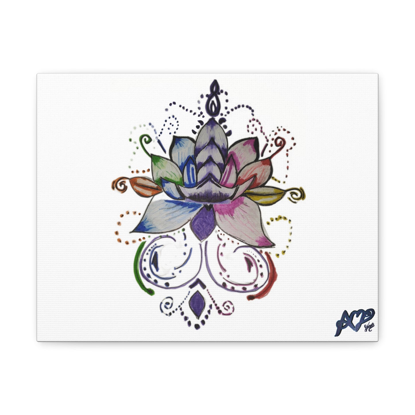 Canvas Gallery Wraps - Colorful Lotus Flower In Bloom Animation